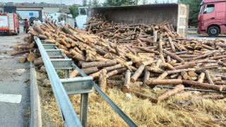 Yer: Amasya! Tomruk yüklü tır devrildi