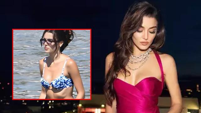 Hande Erçel bu sefer Bodrum'da tatilde! Minik bikisiniyle plajda boy gösterdi