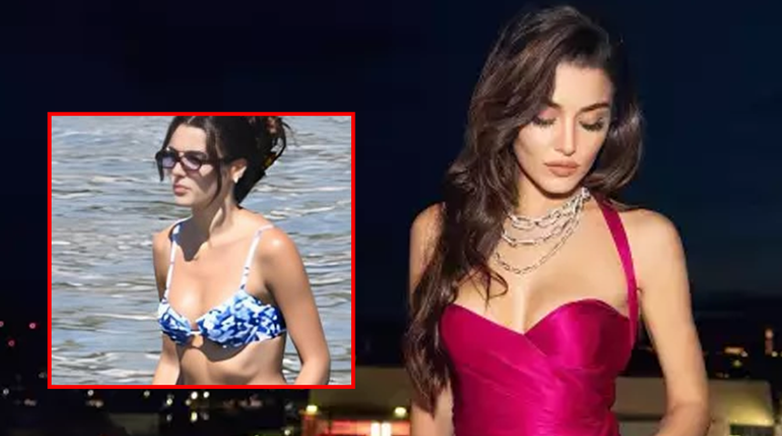 Hande Erçel bu sefer Bodrum'da tatilde! Minik bikisiniyle plajda boy gösterdi