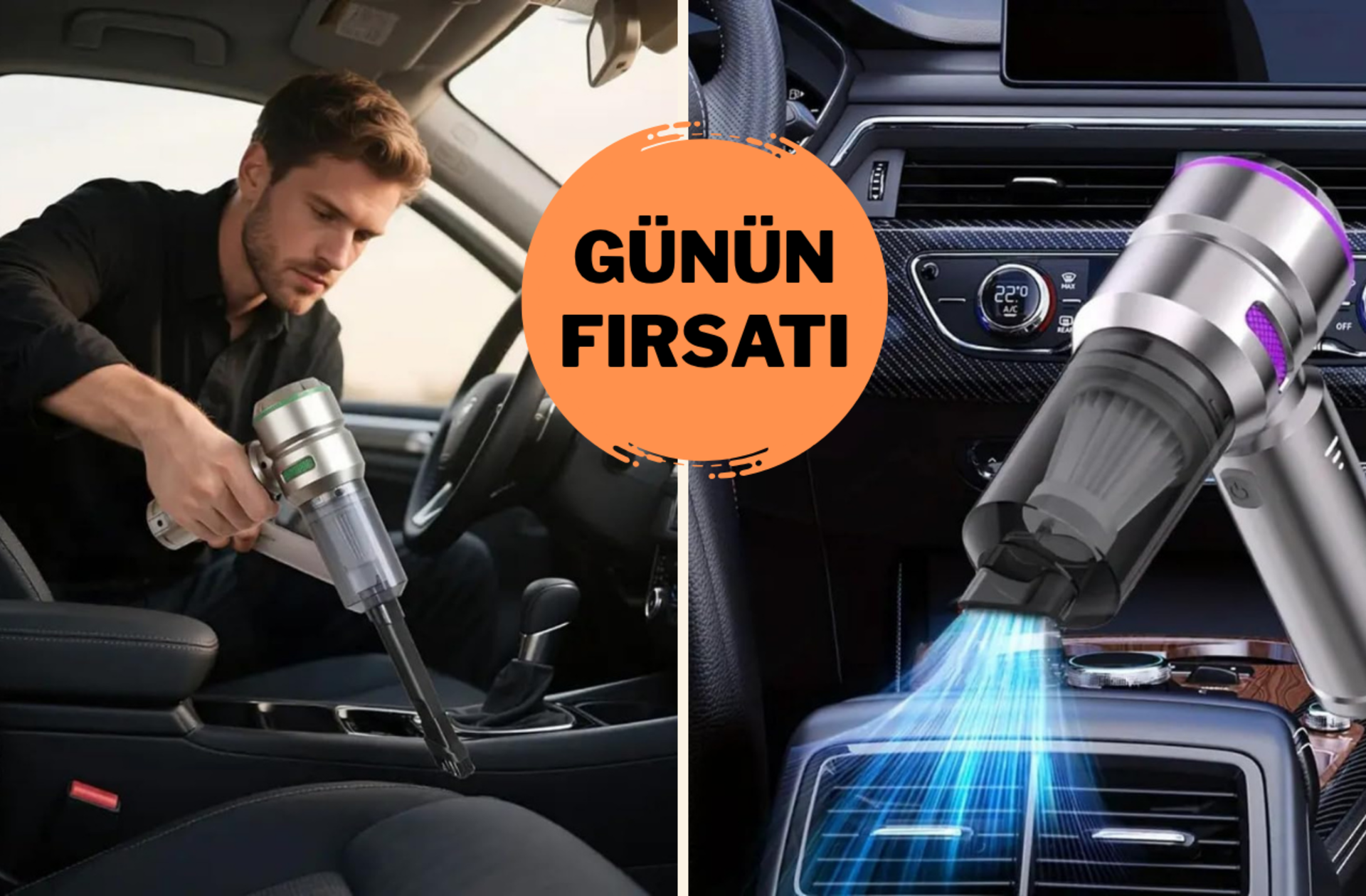 Kolay ve hızlı araç içi temizlik! Auhma Araç İçi Şarjlı Süpürge günün fırsat ürünü