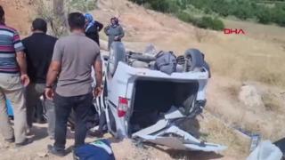 Şarampole devrilen hafif ticari araçtaki 7 kişi yaralandı