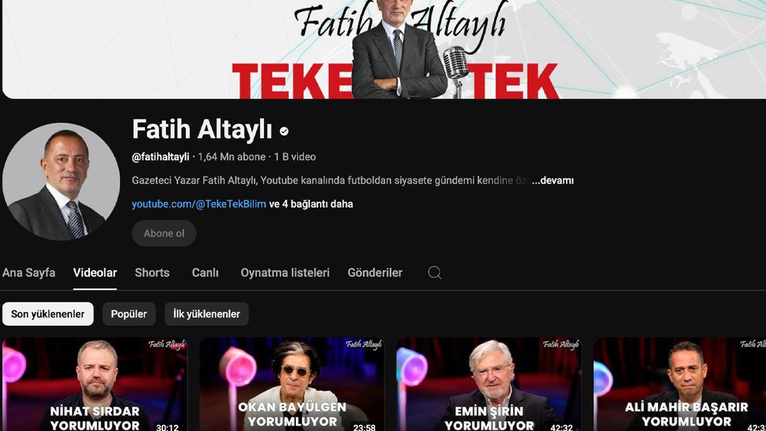SON DAKİKA! Gazeteci Fatih Altaylı nın YouTube kanalına erişim engeli geldi! İçerikler kaldırılacak 1