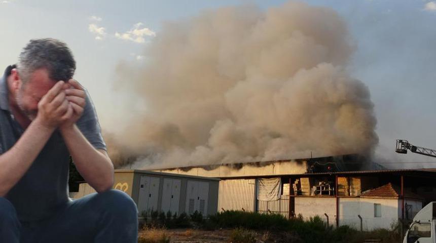 Antalya’da otel ekipmanları deposu alev alev yandı, çalışanlar gözyaşlarını tutamadı