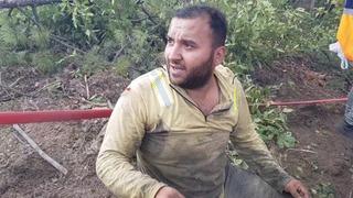 Karabük'te yangın... Panik anları kamerada: Alevlerin arasında kalıyordu