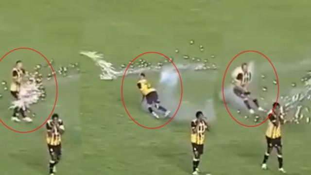 İnanılmaz olay! Sahaya havai fişek yağdırdılar... 1 futbolcu yaralandı