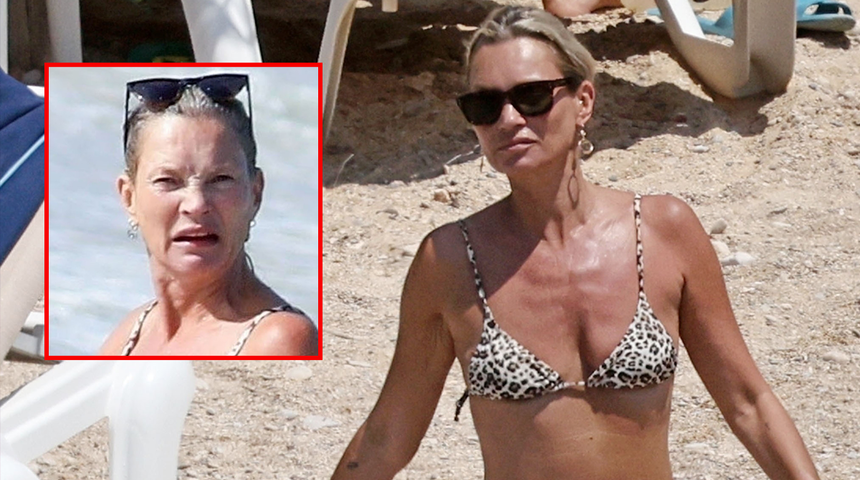 Kate Moss plajda keyif yaparken neye uğradığını şaşırdı! Çırılçıplak bir adam önünden geçti