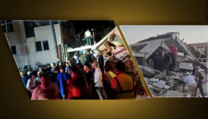 SON DAKİKA | Balıkesir'de art arda depremler... 6.1 büyüklüğündeki deprem sonrası bir bina yıkıldı: Bölgeden ilk görüntüler geldi!
