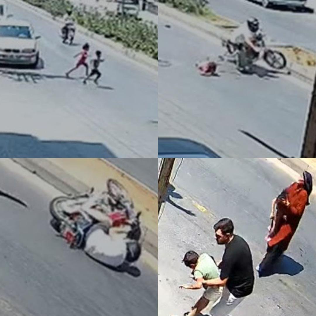 Mersin de feci kaza kamerada: Motosikletlinin çarptığı 2 çocuk yola savruldu! Annenin feryadı yürek burktu 1