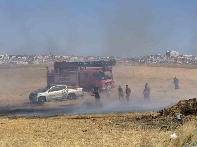Yerleşim yeri yakınındaki çıkan anız yangını söndürüldü 4
