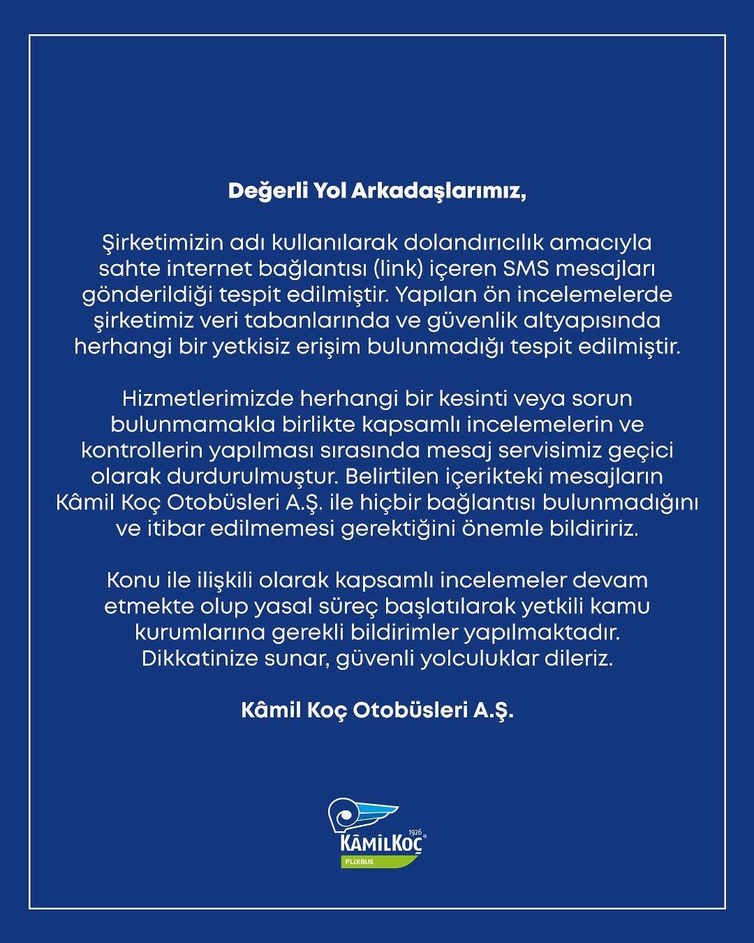 Kamil Koç hacklendi! Müşterilere peş peşe mesajlar gönderildi, dev firmadan açıklama:  Geçici olarak durduruldu  5
