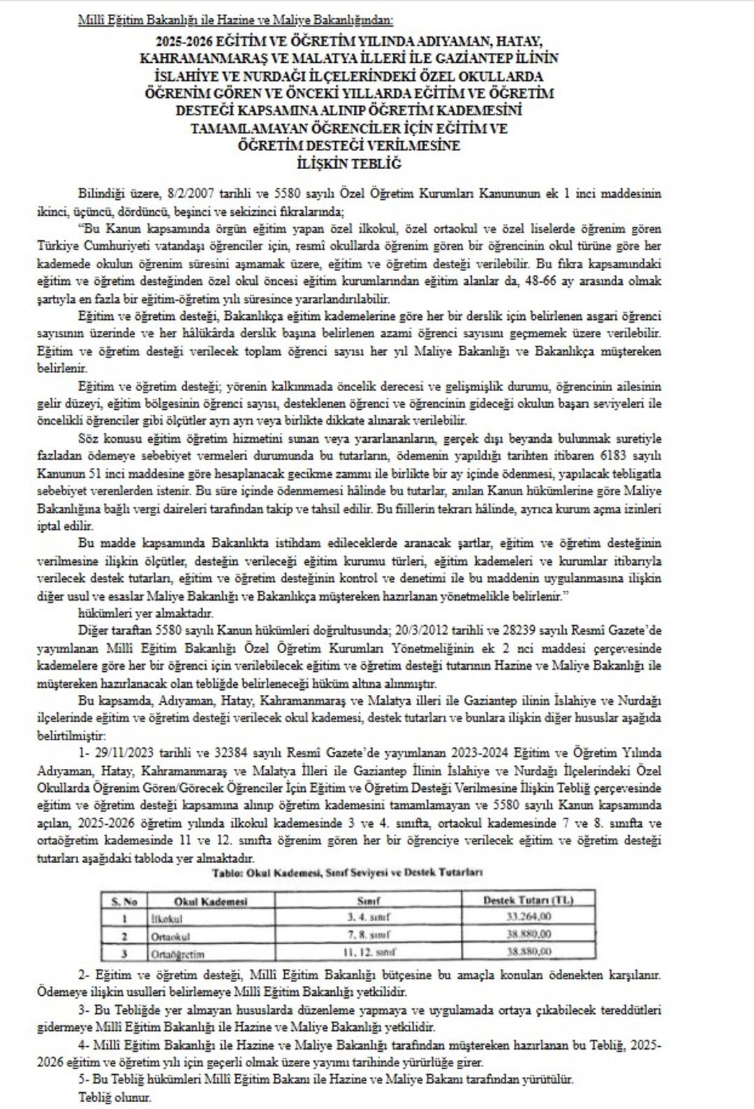 O illerde öğrencilere 38 bin TL eğitim desteği! Resmi Gazete de yayımlandı 2