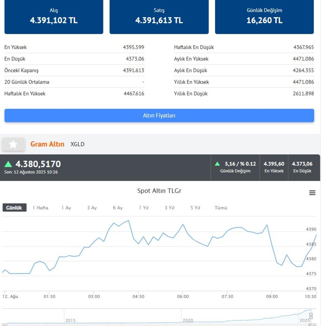 CANLI ALTIN FİYATLARI | Gram altın ve çeyrek altın fiyatı belli oldu 12 Ağustos 2025 Salı 1