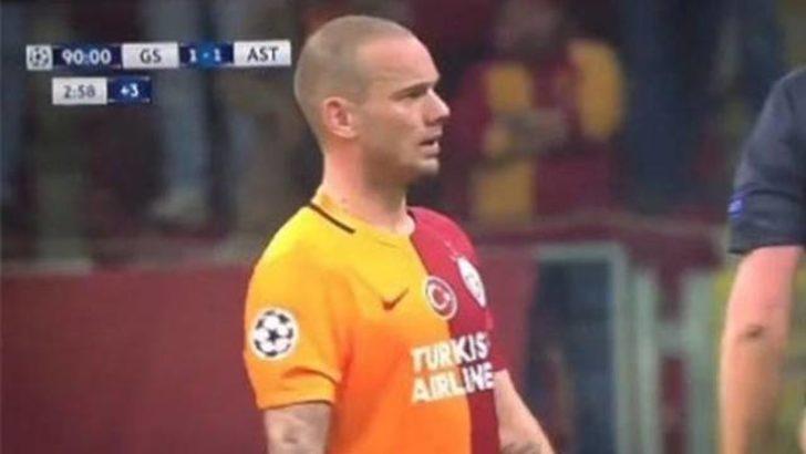 90+3'te Sneijder'in olay görüntüsü! Maça damga vurdu