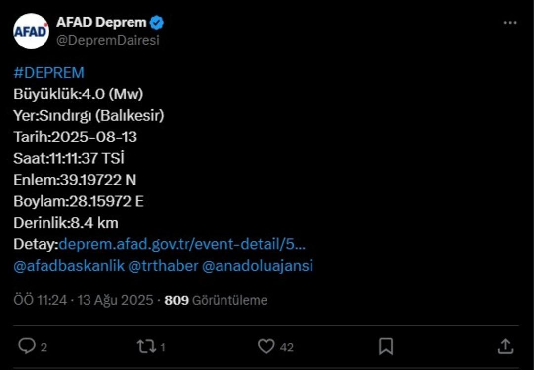 Balıkesir Sındırgı da artçılar devam ediyor! 4 büyüklüğünde deprem 1