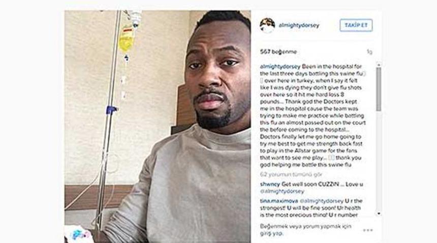 Galatasaraylı basketbolcu Joey Dorsey'den şok su&ccedil;lama