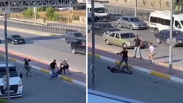 Trafikte ortalık karıştı: 5 kişi çekiç, sopa, tekme ve yumruk darbeleriyle birbirlerine saldırdı