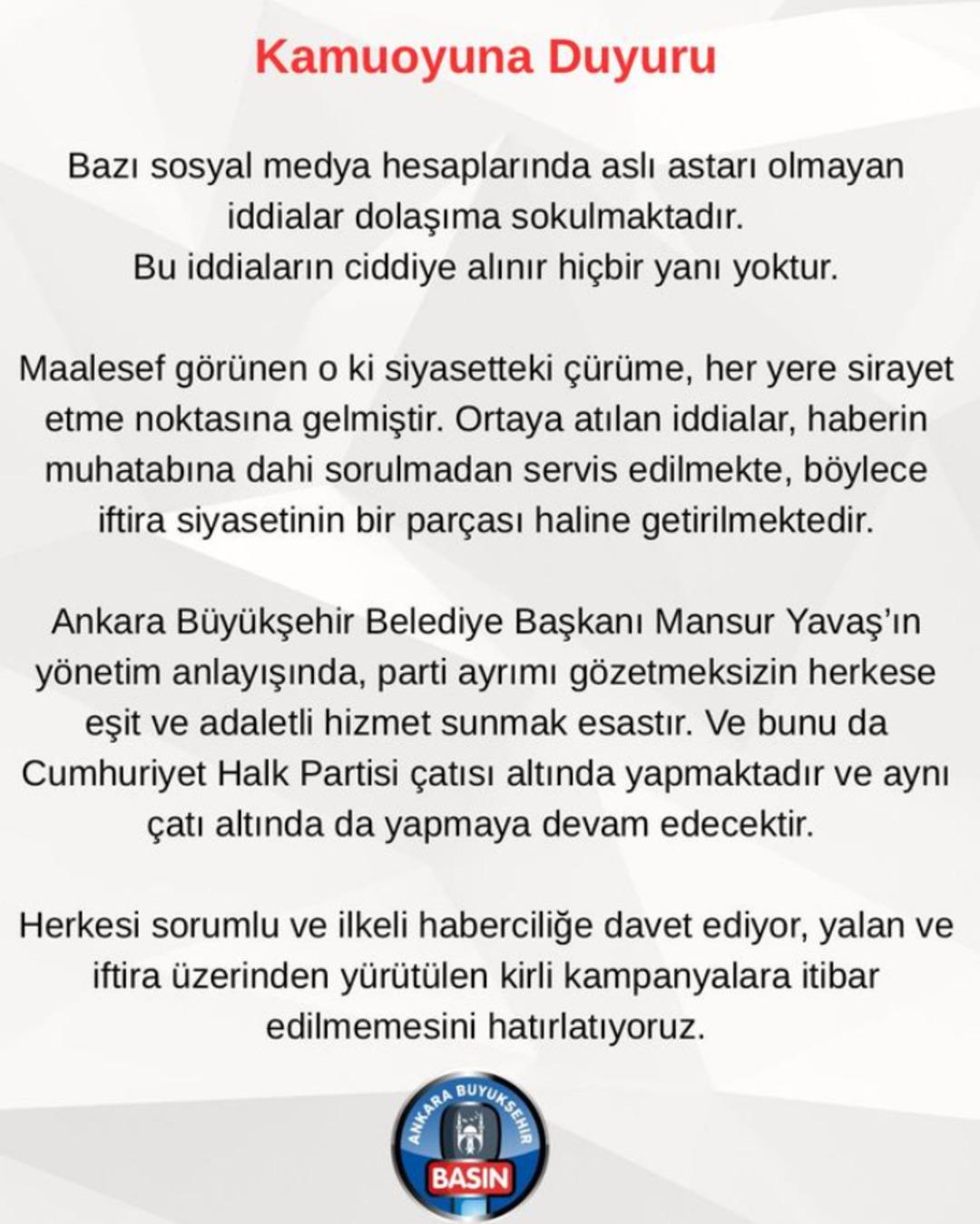 ABB’den  Mansur Yavaş iddiası na yalanlama! 1