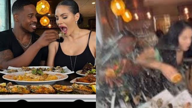 Restoranda yemek videosu çeken fenomenlere araba çarptı! O anlar olay oldu