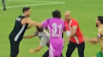 Amedspor-Erzurumspor maçında son düdük çaldı, ortalık savaş alanına döndü! Herkes birbirine girdi