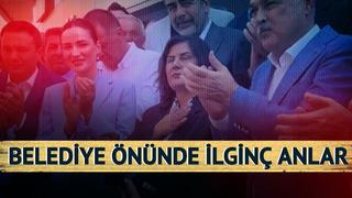Aydın Büyükşehir Belediyesi önünde ilginç anlar: AK Partili Özlem Çerçioğlu konuşurken yükselen tezahüratlar dikkat çekti
