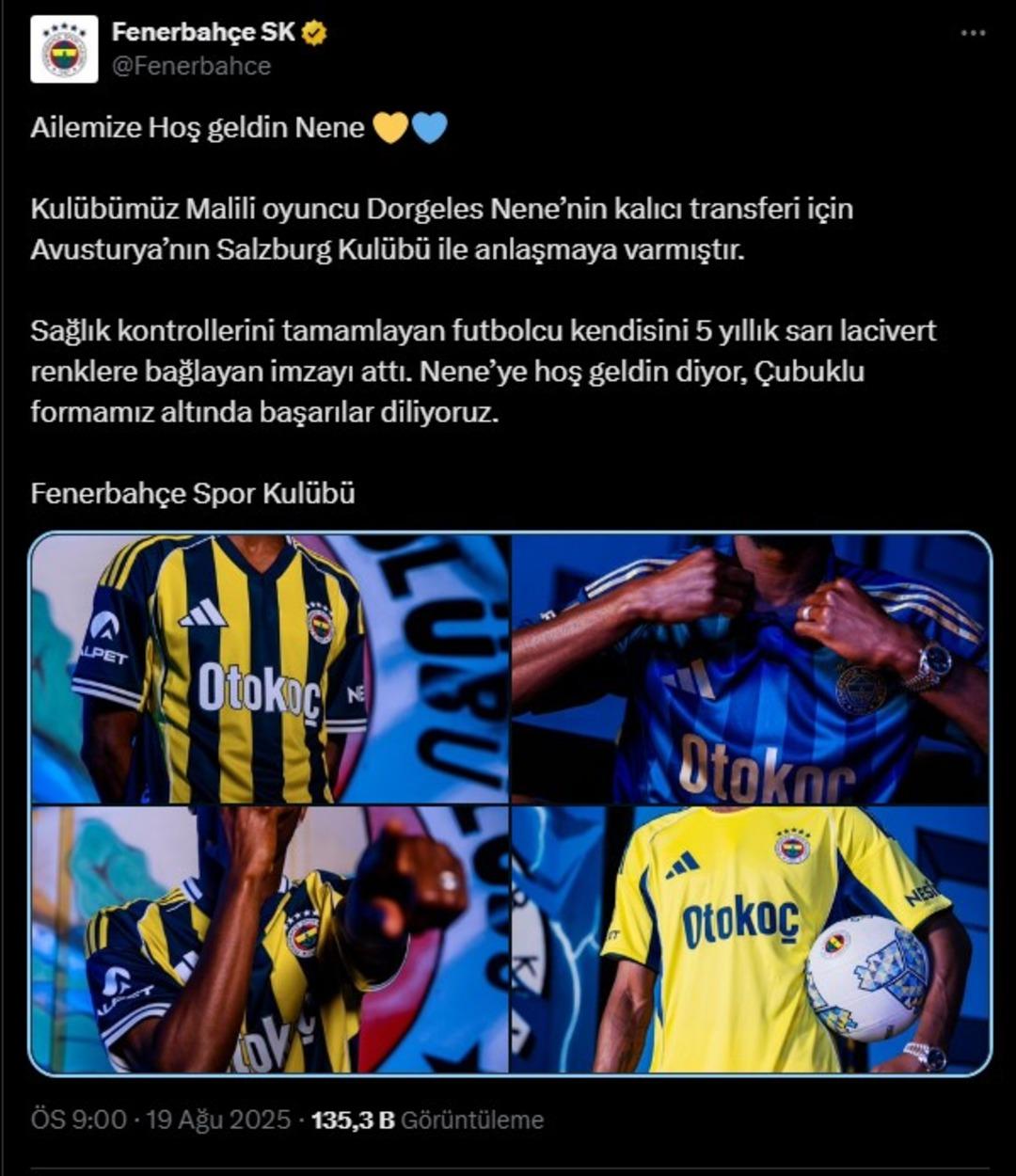 Fenerbahçe yeni transferini duyurdu! Dorgeles Nene resmen Fenerbahçe de 3
