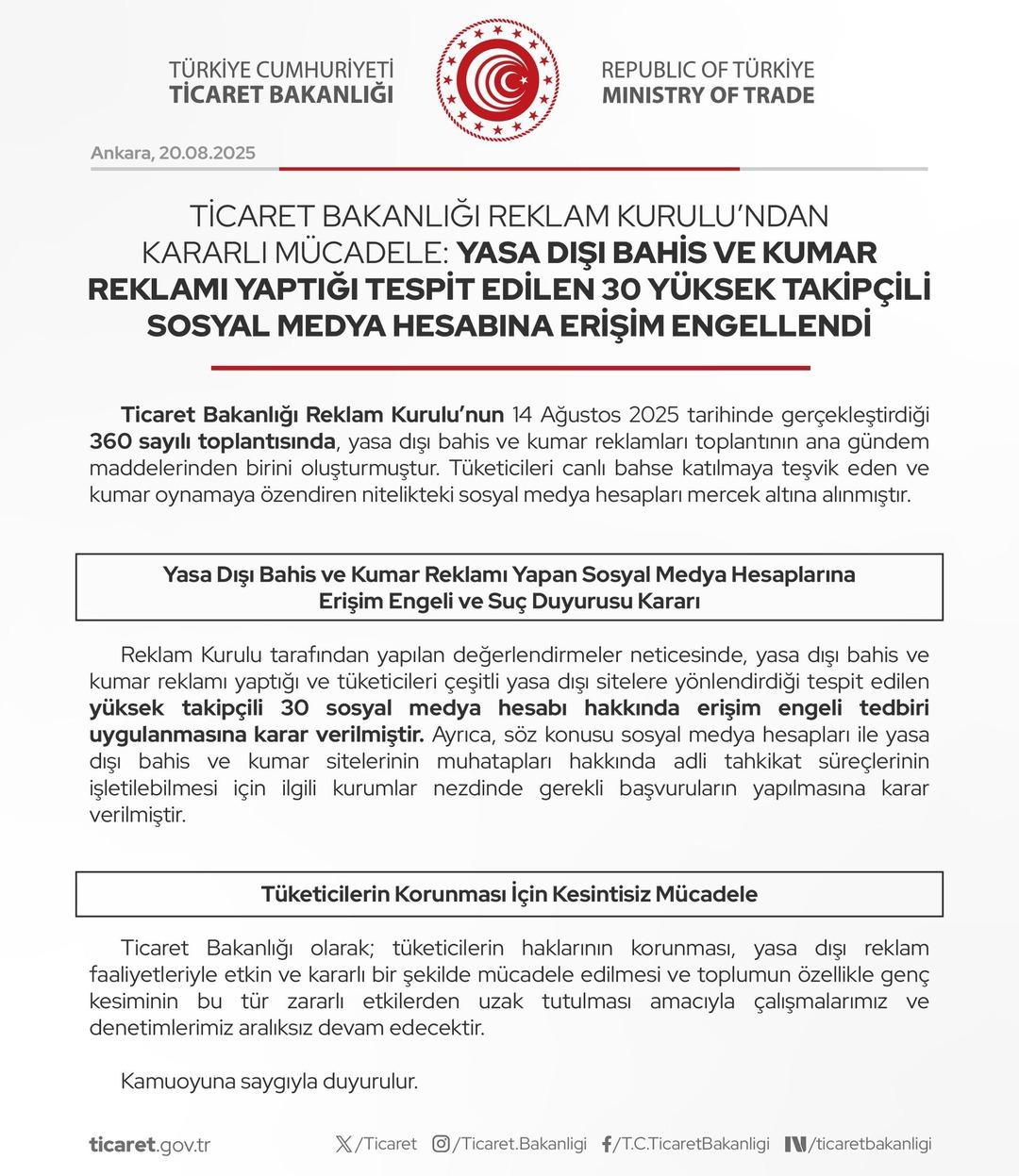 Bakanlık duyurdu, 30 yüksek takipçili sosyal medya hesabına erişim engellendi! Yasa dışı bahis ve kumar reklamı... 2