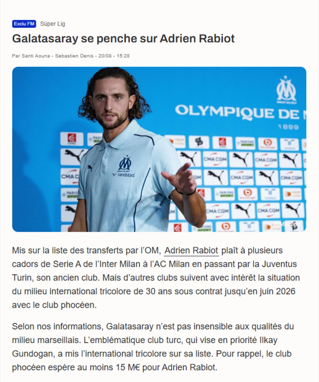 Galatasaray bir kez daha fırsat transferini buldu! Marsilya da takım arkadaşıyla kavga eden Adrien Rabiot için transfer görüşmeleri yapılıyor... 1