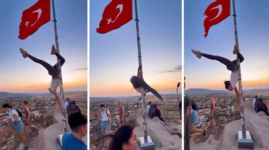 Yer: Kapadokya... Bayrak direğine saygısızlık tepkilere neden oldu