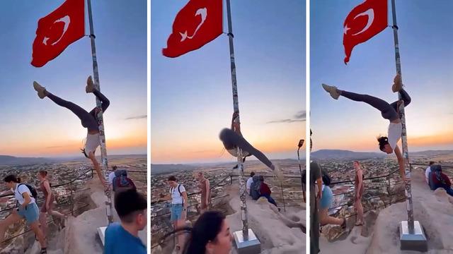 Yer: Kapadokya... Bayrak direğine saygısızlık tepkilere neden oldu