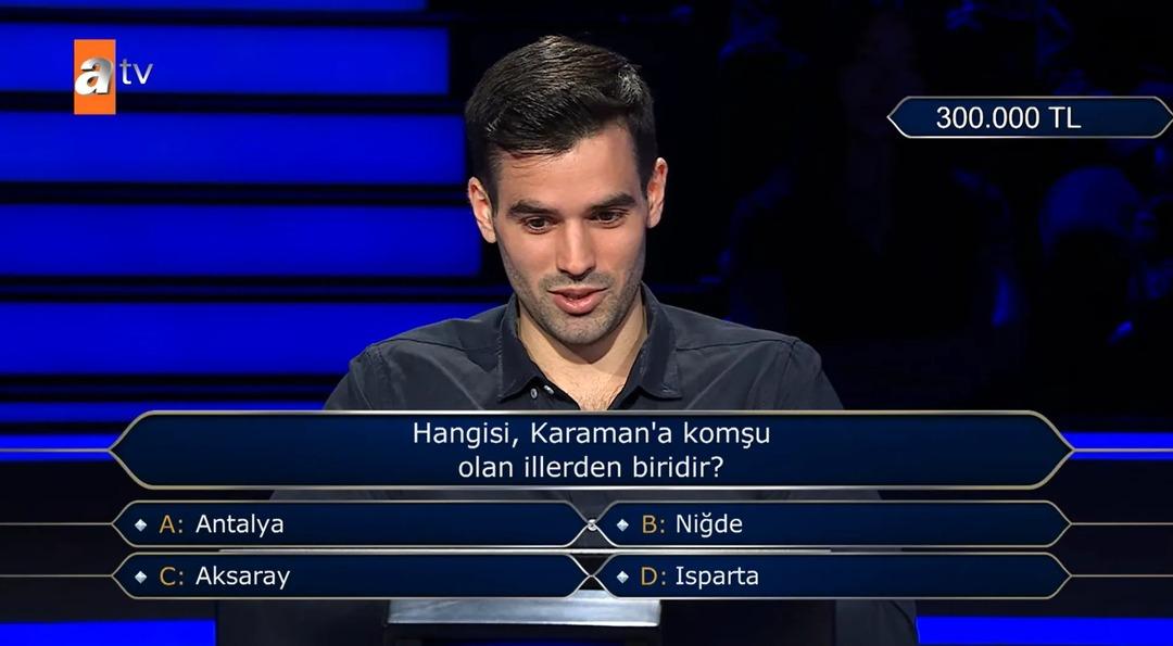 Kim Milyoner Olmak İster de Karaman bilmecesi: Hangi il komşu çıktı? 1