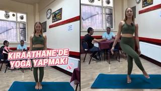 Kıraathanede yoga yapan kadının videosuna tepki yağdı! Kimse nedenini anlayamadı