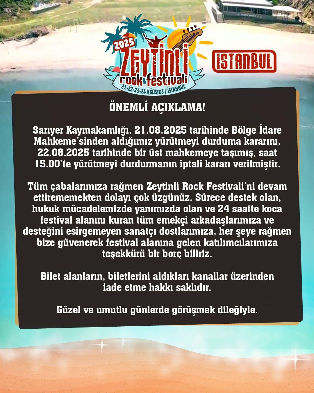 Son dakika | Zeytinli Rock Festivali için sıcak gelişme: Yine iptal edildi 1