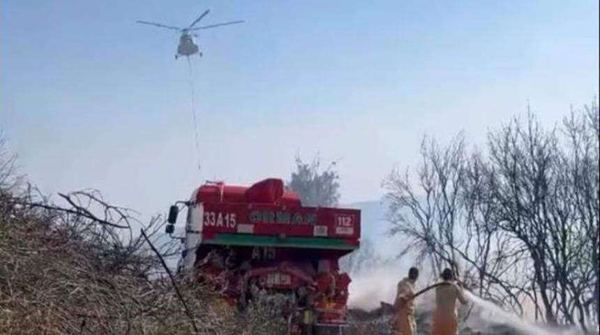 Mersin'de orman yangını havadan ve karadan müdahale ile söndürüldü