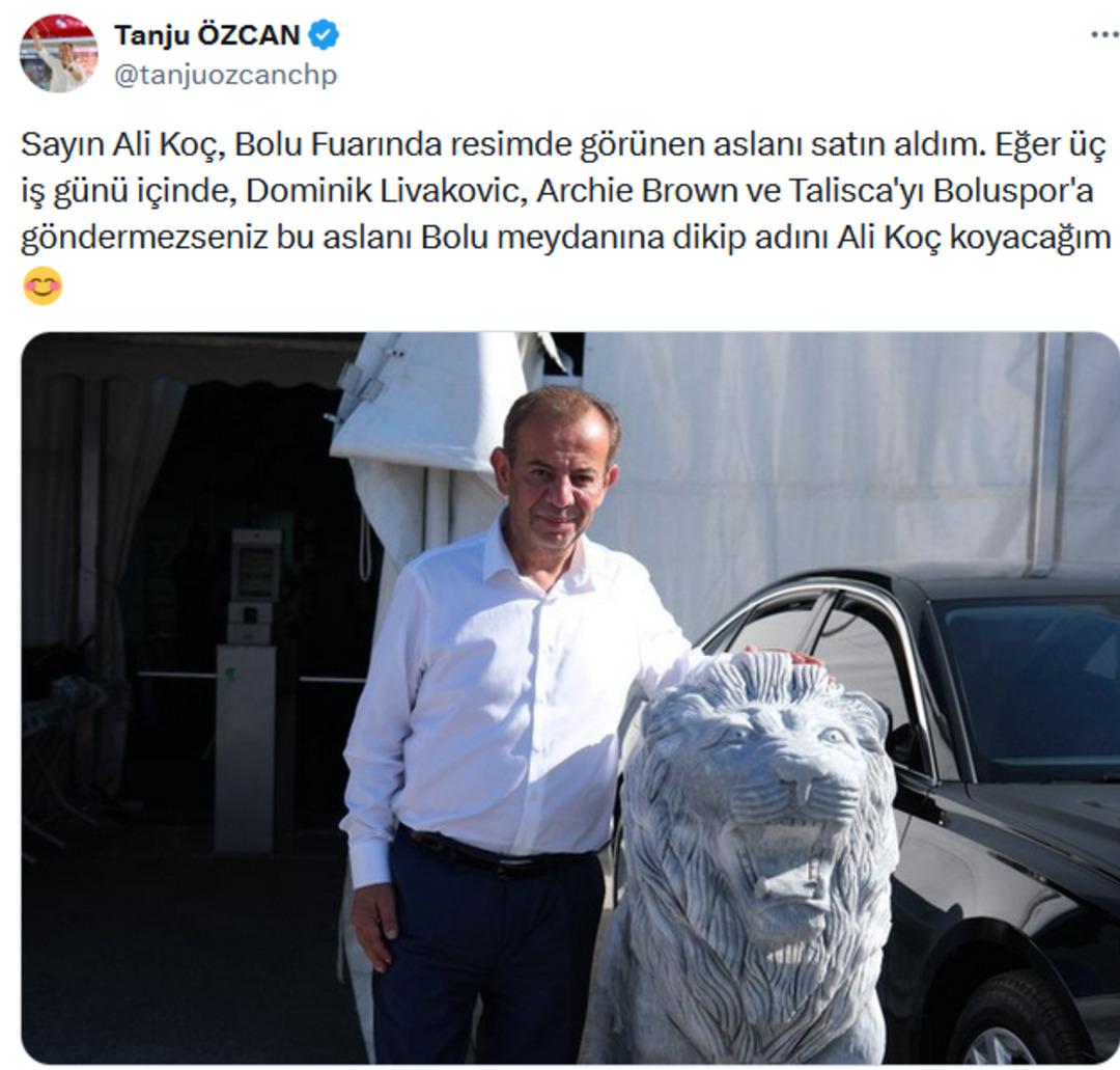 Talisca yı Boluspor a isteyip aslan heykeli paylaşmıştı! Tanju Özcan: "Ali Koç beni arayarak bana had bildirmeye kalktı" 1