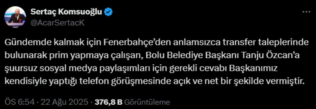 Talisca yı Boluspor a isteyip aslan heykeli paylaşmıştı! Tanju Özcan: "Ali Koç beni arayarak bana had bildirmeye kalktı" 3