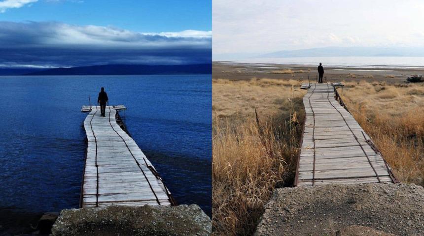 Türkiye'nin benzersiz gölünü kuru otlar sardı! İskele artık boş araziye bakıyor: Van Gölü'nde korkulan oldu