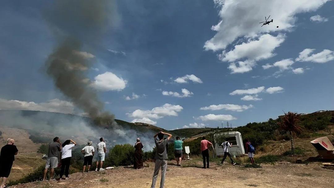 Kocaeli de ot yangını çıktı! Alevler evlere sıçradı 2