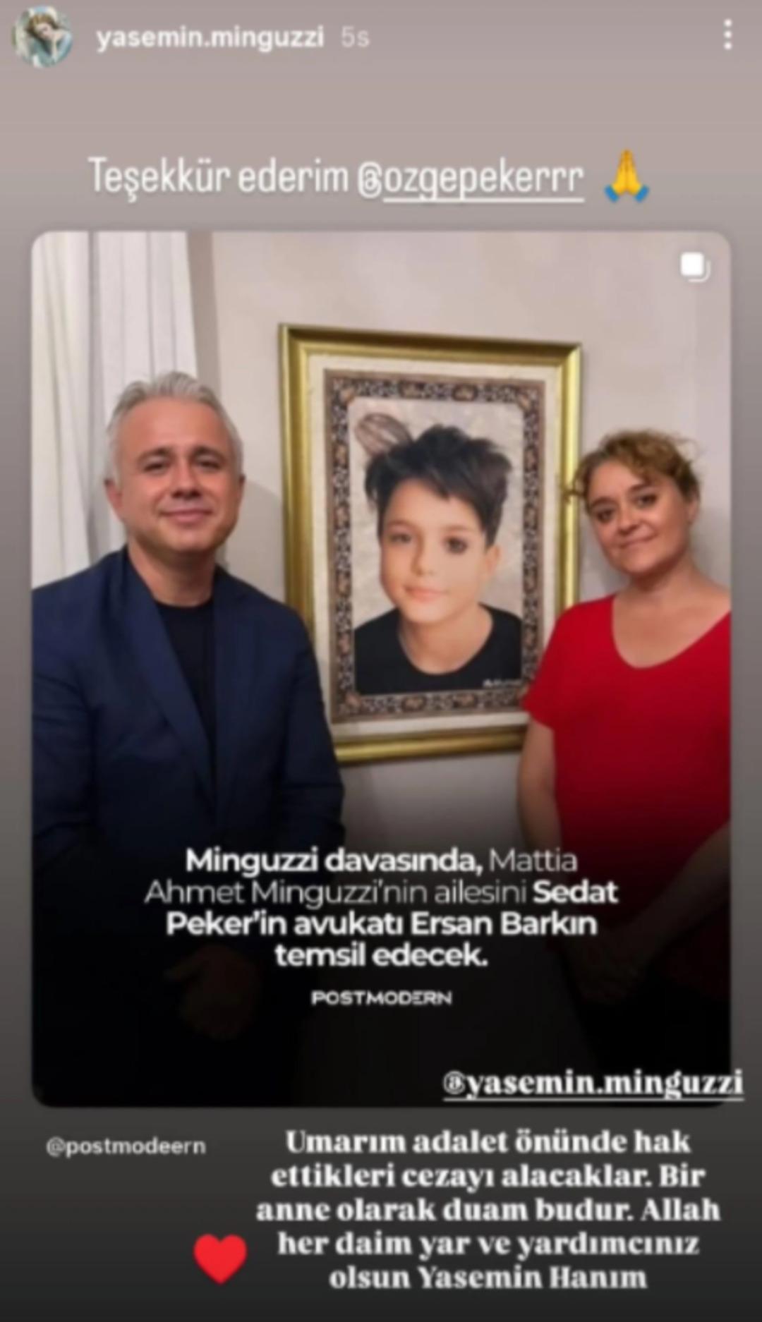 Yasemin Minguzzi den Sedat Peker in eşi Özge Peker e teşekkür 2