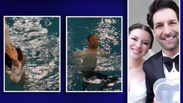 Taner Rumeli ve Ceyda Âşık Ankara'da ikinci düğünü yaptı! Damadı havuza attılar