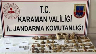 Karaman’da kenevir ve 63 adet fosil ele geçirildi