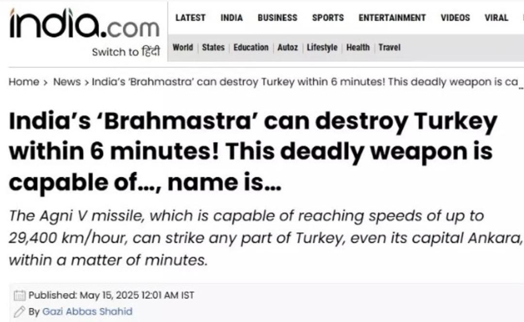 Hindistan medyası sınırı aştı! Ateşlenen füzenin ardından Türkiye ye küstah gönderme 1