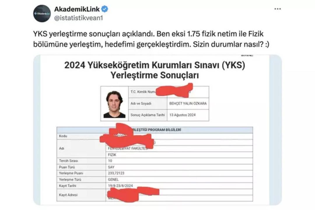 Cevapları salladı, sınav sonucu şaşırttı! Eksi fizik netiyle Fizik bölümünden sonra Prof. Dr. Behçet Yalın Özkara YKS 2025 sonuçlarında da gündem oldu  2