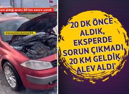 Yeni alıp 20 km gittiği araba yandı! 'Full ekspertiz yaptırdık, 20 dakikada geldiği durum bu' 