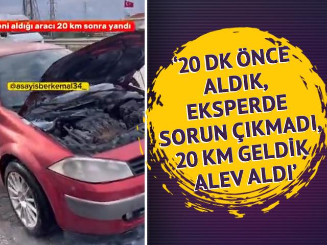 Yeni alıp 20 km gittiği araba yandı! 'Full ekspertiz yaptırdık, 20 dakikada geldiği durum bu' 
