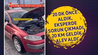 Yeni alıp 20 km gittiği araba yandı! 'Full ekspertiz yaptırdık, 20 dakikada geldiği durum bu' 