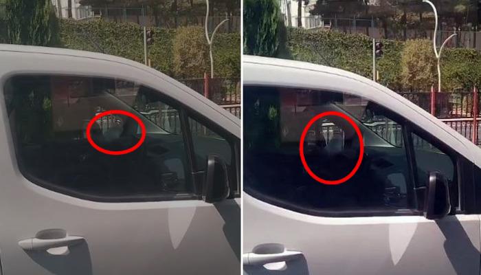 21036482-700x400 Bir ayağı cam kenarında araç kullandı! O anlar kamerada