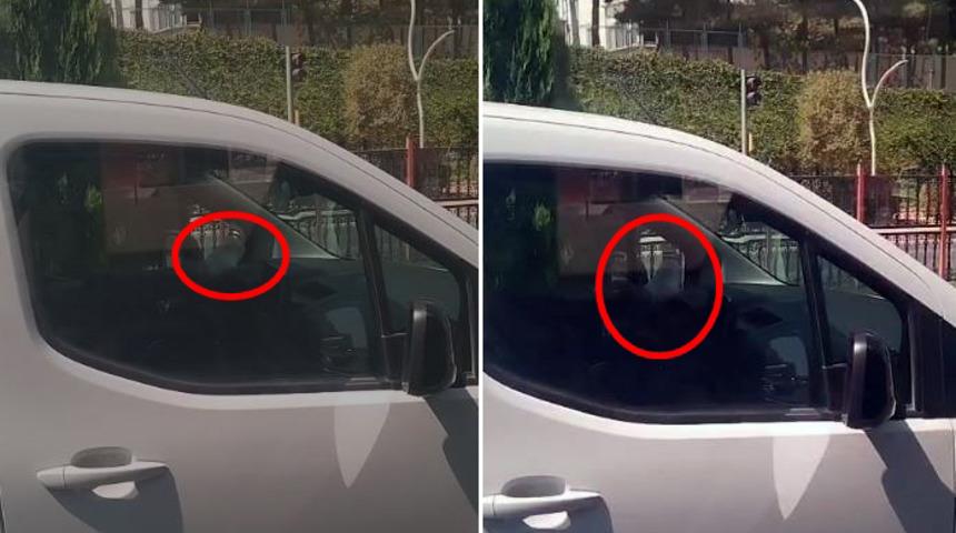 Bir ayağı cam kenarında araç kullandı! O anlar kamerada