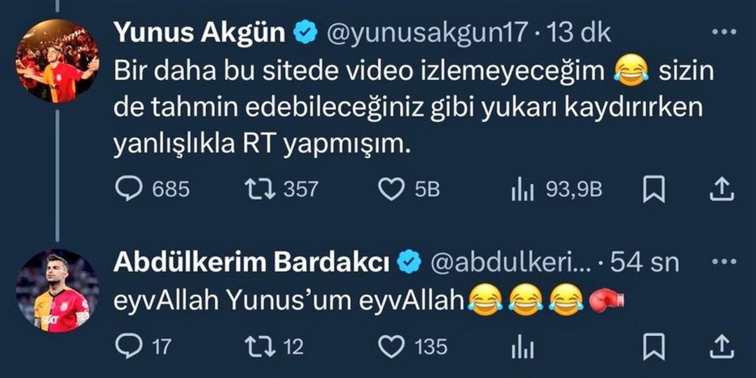 Galatasaray ın yıldız oyuncuları sosyal medyadan dikkat çeken konuşma yaptılar! Yunus Akgün ile Abdülkerim Bardakçı, Singo ve Akanji için konuştular... 2