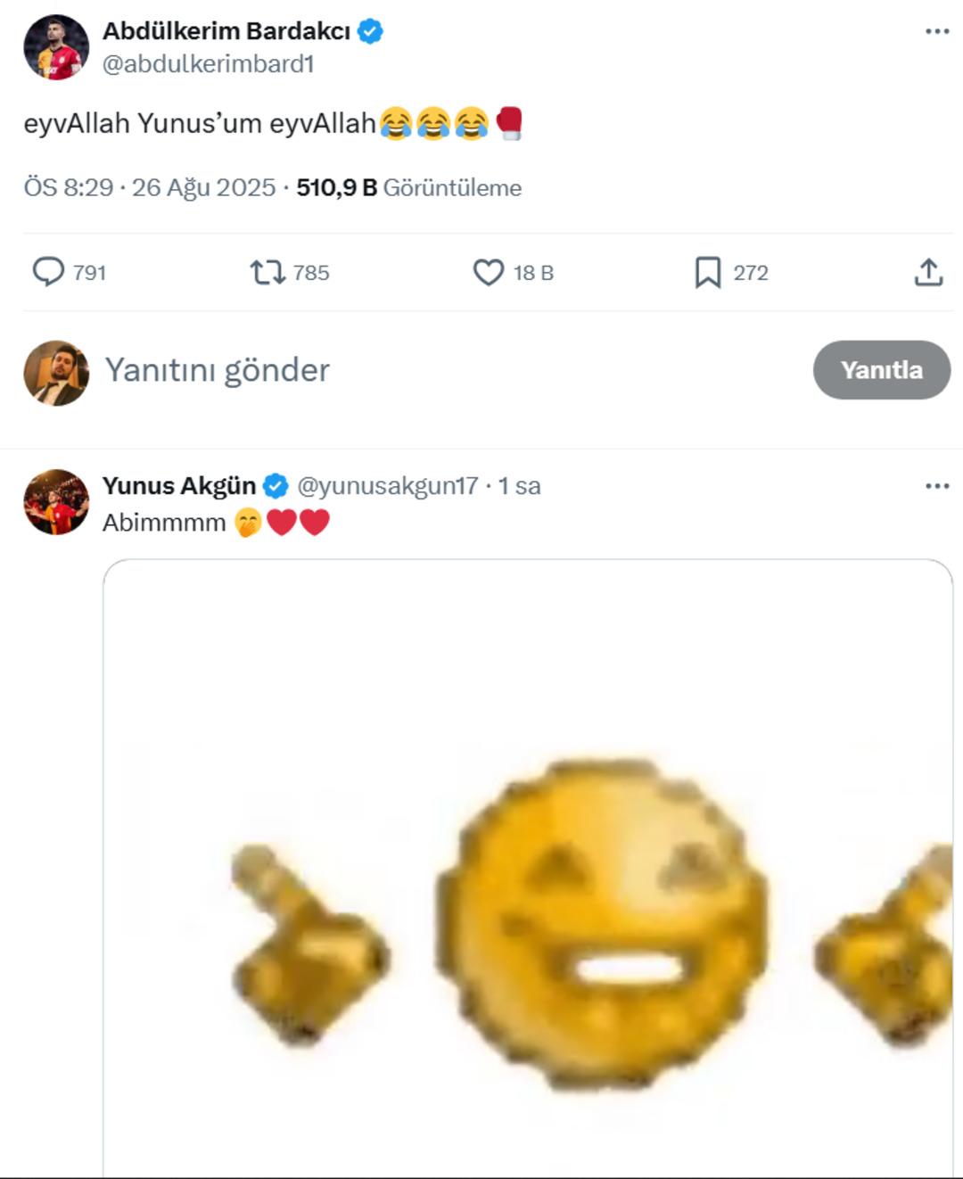 Galatasaray ın yıldız oyuncuları sosyal medyadan dikkat çeken konuşma yaptılar! Yunus Akgün ile Abdülkerim Bardakçı, Singo ve Akanji için konuştular... 3