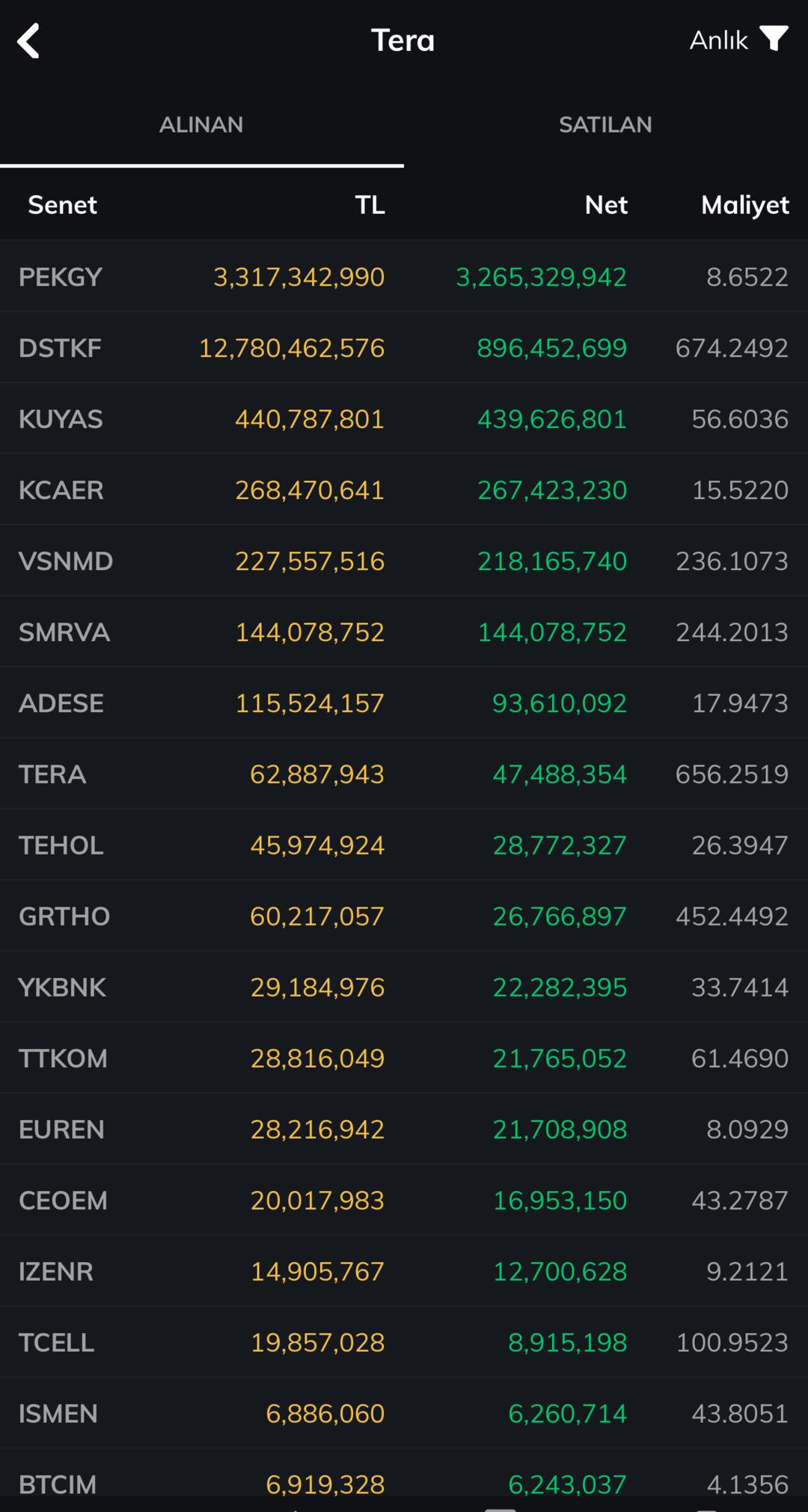 Tera Yatırım’ın en çok alım yaptığı hisseler belli oldu 1